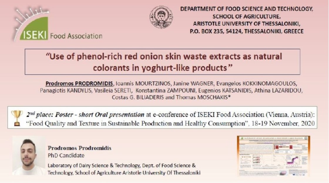 Award in Poster and Short Orals Competition of ISEKI Food Association e-conference.